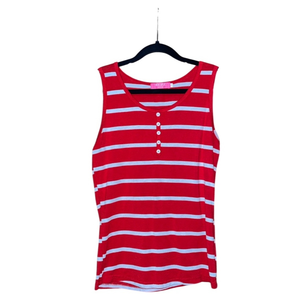 Buzz Striped Tee - Red & White - Size M